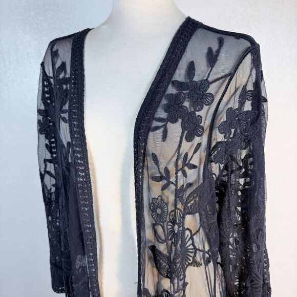 Lane Bryant 18/20 Navy Blue Floral Lace Duster - Picture 2 of 12